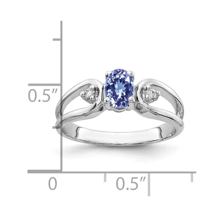 Goldia 14k White Gold 6x4mm Oval Tanzanite VS Diamond ring Rings