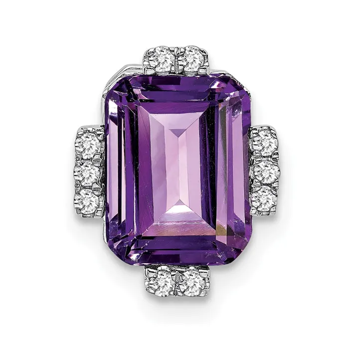 Goldia 14k White Gold Octagon Amethyst and Real Diamond Chain Slide Necklaces Goldia 14k White Gold Octagon Amethyst and Real Diamond Chain Slide Necklaces