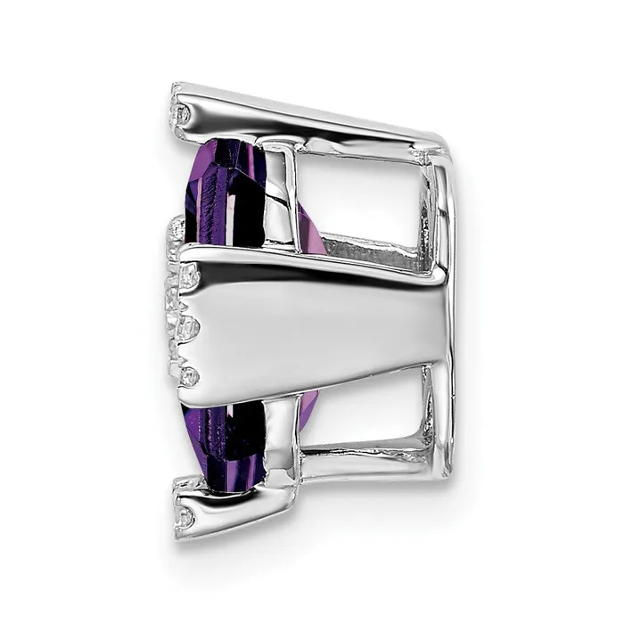Goldia 14k White Gold Octagon Amethyst and Real Diamond Chain Slide Necklaces
