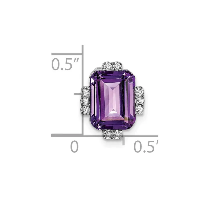 Goldia 14k White Gold Octagon Amethyst and Real Diamond Chain Slide Necklaces