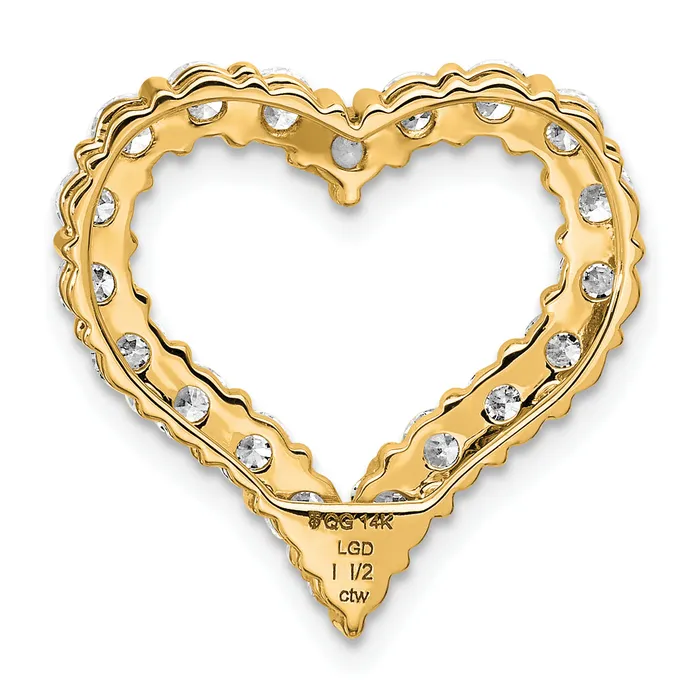Goldia 14k Yellow Gold 1 12 Ct Lab Grown Diamond VSSI G Heart Chain Slide Pendant Necklaces