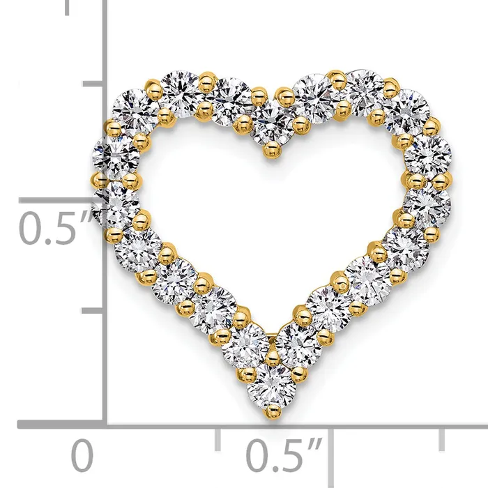 Goldia 14k Yellow Gold 1 12 Ct Lab Grown Diamond VSSI G Heart Chain Slide Pendant Necklaces