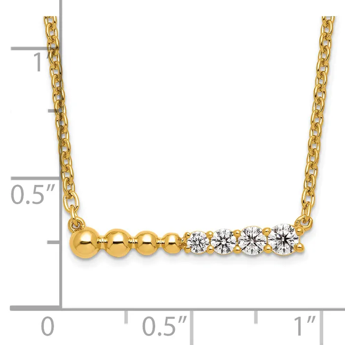 Goldia 14k Yellow Gold 14 Ct Lab Grown Diamond VSSI G Beaded Bar 18 inch Necklace Necklaces