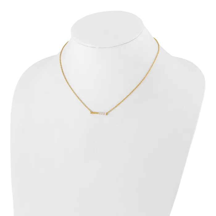 Goldia 14k Yellow Gold 14 Ct Lab Grown Diamond VSSI G Beaded Bar 18 inch Necklace Necklaces