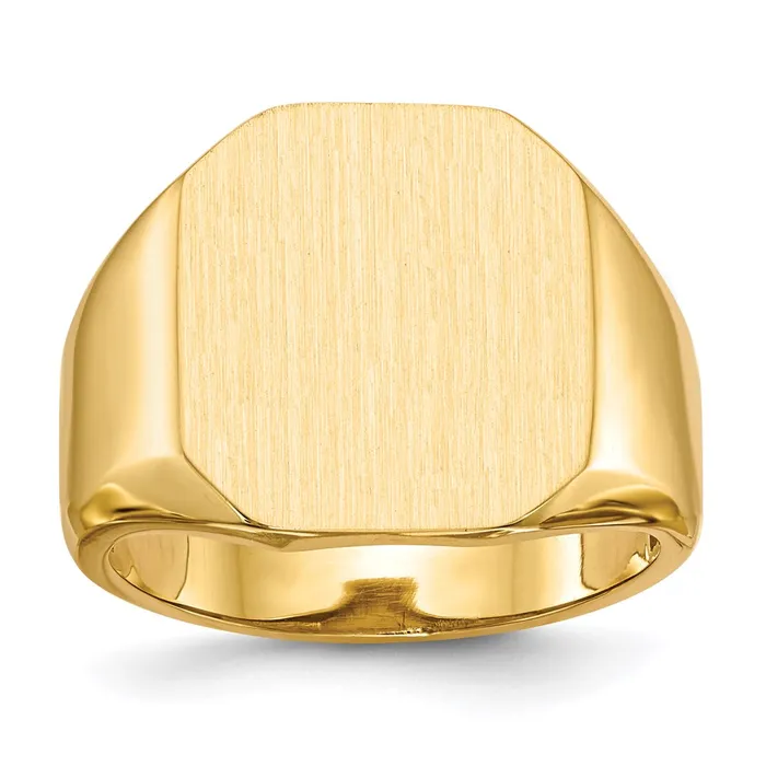 Goldia 14K Yellow Gold 170x150mm Open Back Mens Signet Ring Rings