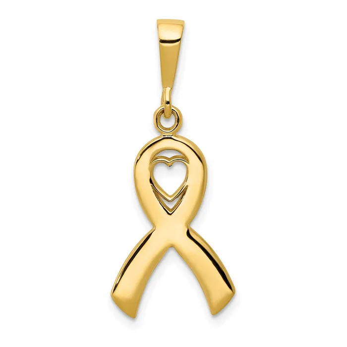 Goldia 14k Yellow Gold Heart In Awareness Pendant Necklaces