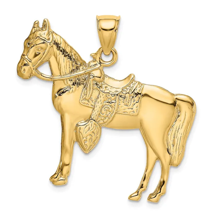 Goldia 14k Yellow Gold Horse w Saddle Charm Charm Necklaces