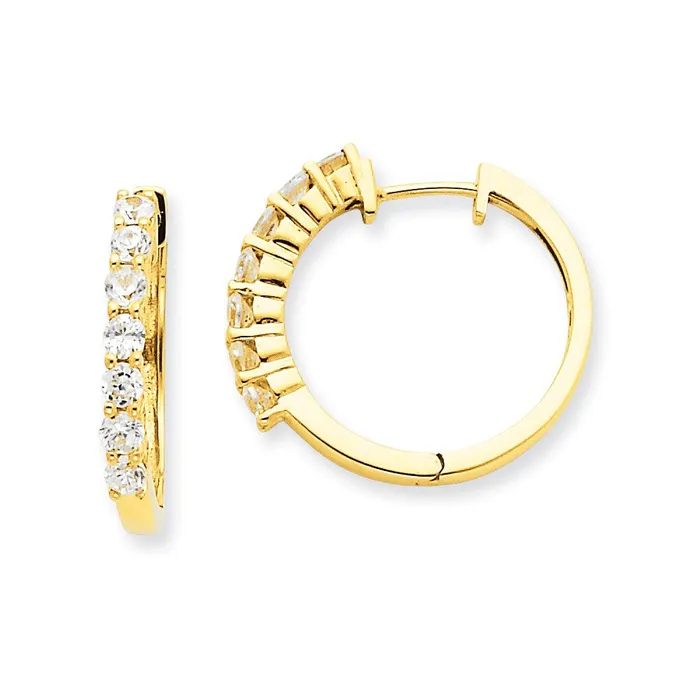 Goldia 14k Yellow Gold Real Diamond Hinged Hoop Earrings Earrings