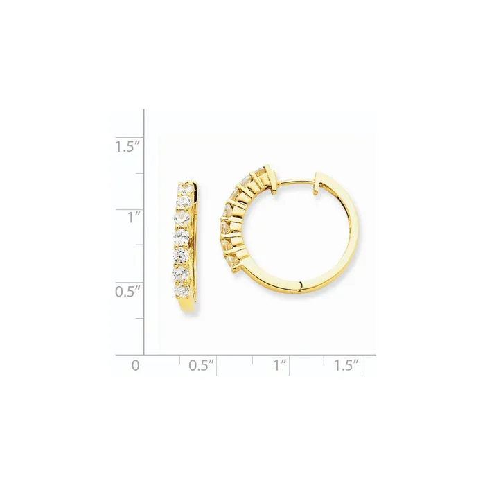 Goldia 14k Yellow Gold Real Diamond Hinged Hoop Earrings Earrings