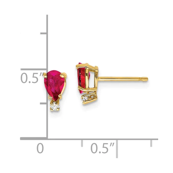 Goldia 14k Yellow Gold Ruby Real Diamond Post Earrings Earrings