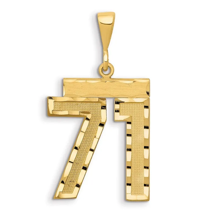 Goldia 14k Yellow Gold Small Brushed Diamondcut Number 71 Charm Charm Necklaces