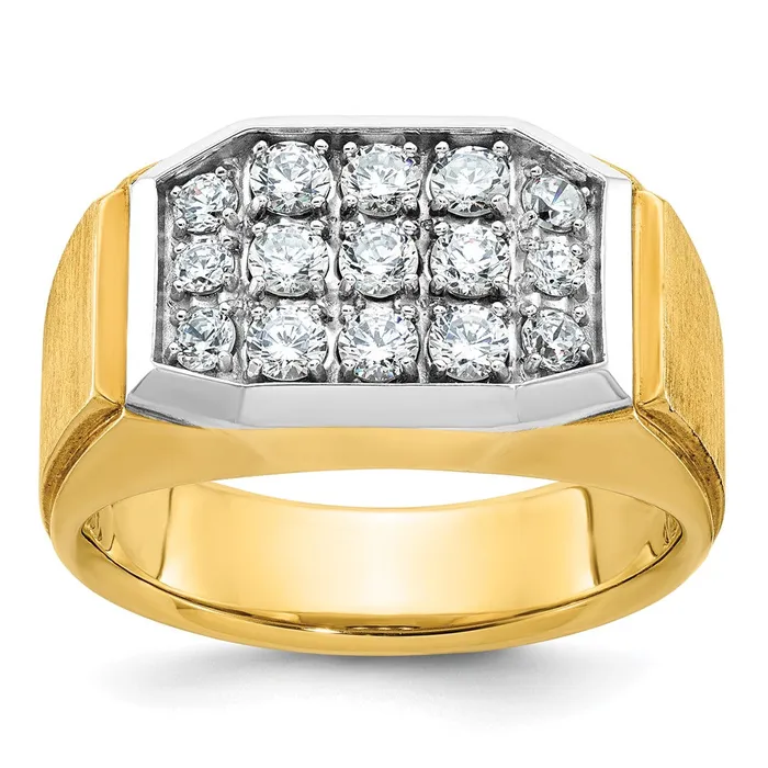 Goldia 14k Yellow u0026 Rhodium Gold Mens Polished and Satin Diamond Ring Mounting Rings