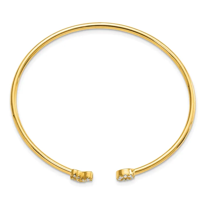 Goldia Bracelets 14k Yellow Gold 15 Ct Lab Grown Diamond VSSI G X and O Cuff Flexible Bangle Bracelet