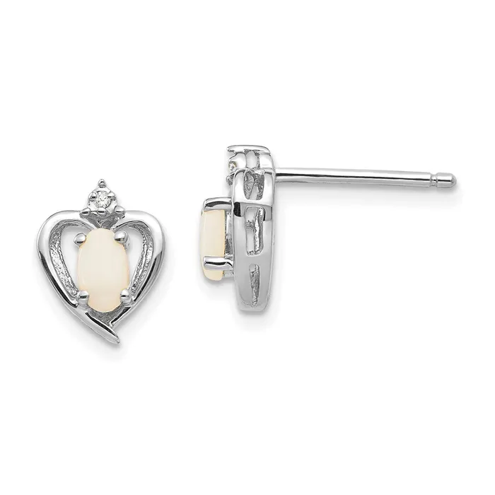 goldiaca 14k White Gold Opal Diamond Earring Earrings