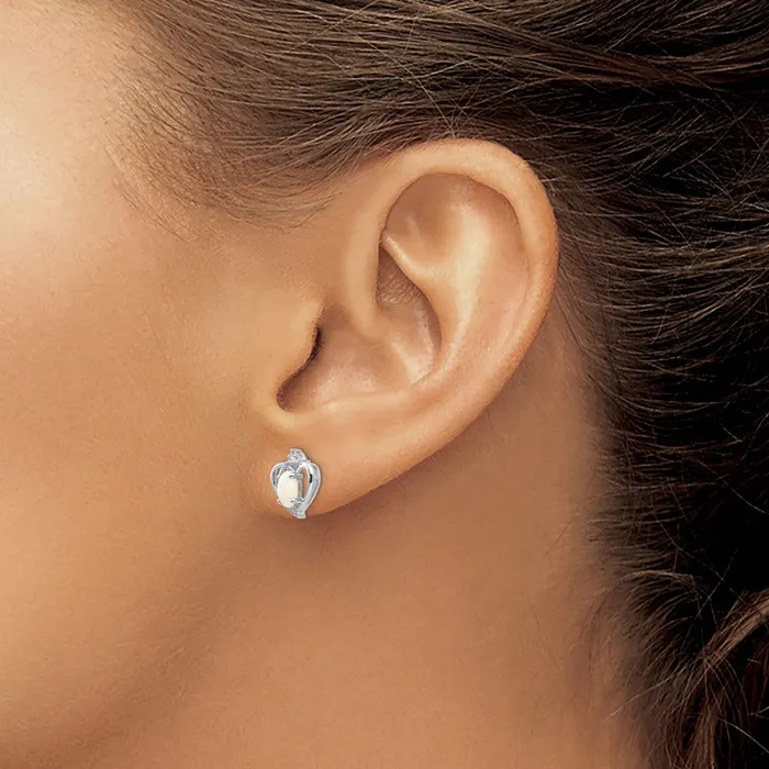 goldiaca 14k White Gold Opal Diamond Earring Earrings