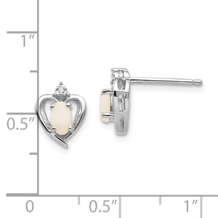 goldiaca 14k White Gold Opal Diamond Earring Earrings
