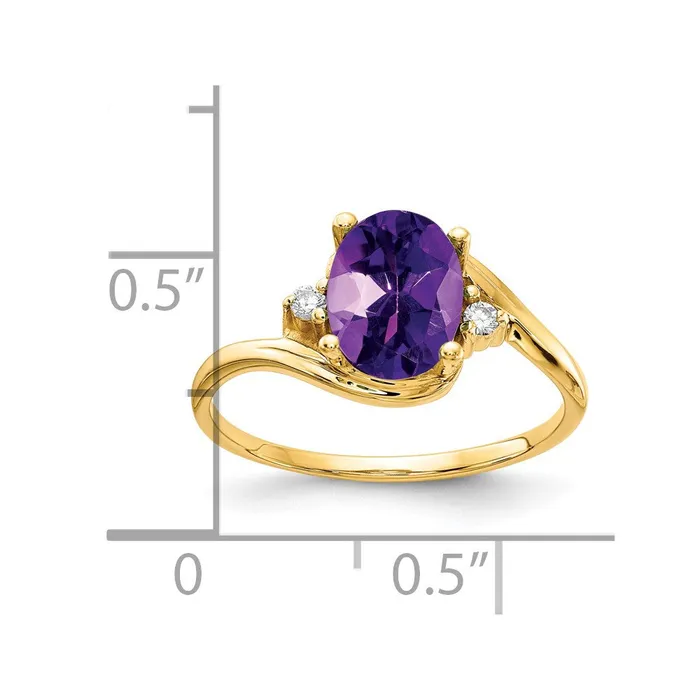 goldiaca 14K Yellow Gold 8x6mm Oval Amethyst Checker AA Real Diamond ring Rings goldiaca 14K Yellow Gold 8x6mm Oval Amethyst Checker AA Real Diamond ring Rings