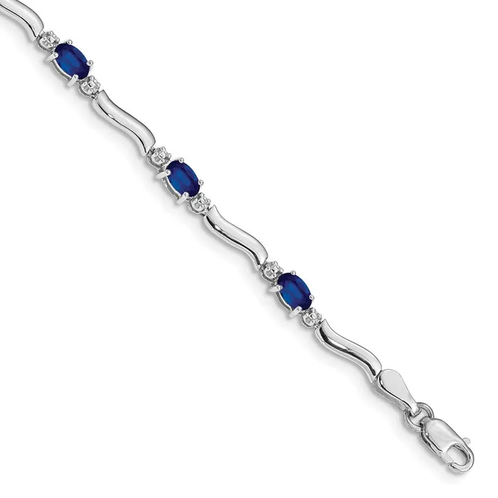 goldiaca Bracelets 14k White Gold Natural Diamond and Sapphire Bracelet