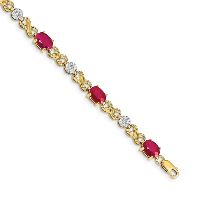 goldiaca Bracelets 14k Yellow Gold Natural Diamond and Ruby Infinity Bracelet goldiaca Bracelets 14k Yellow Gold Natural Diamond and Ruby Infinity Bracelet