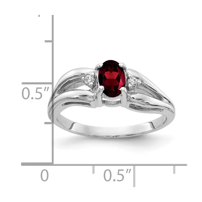 goldiaca Rings 14k White Gold 6x4mm Oval Garnet Checker A Real Diamond ring