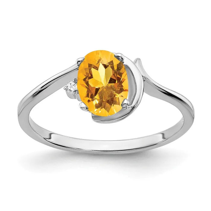 goldiaca Rings 14k White Gold 7x5mm Oval Citrine Checker VS Real Diamond ring goldiaca Rings 14k White Gold 7x5mm Oval Citrine Checker VS Real Diamond ring