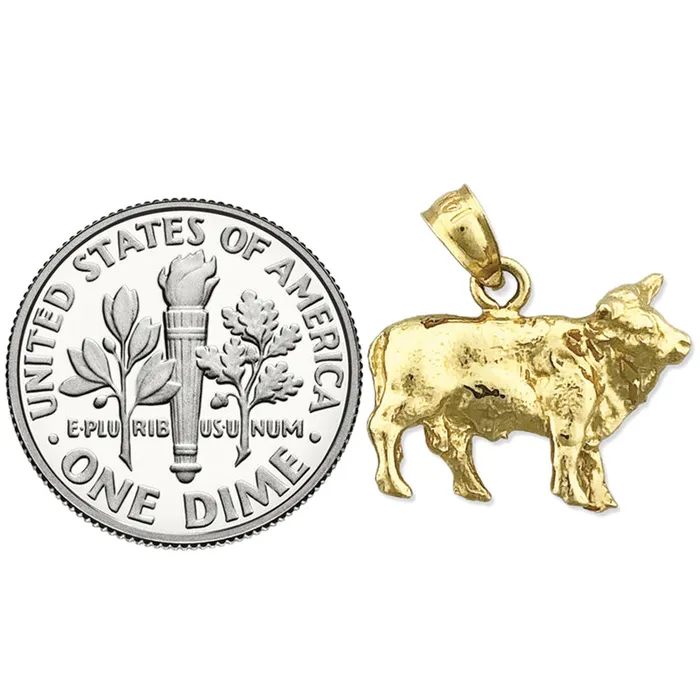 Goldia Charm Necklaces 14K Gold 3D Cow Charm