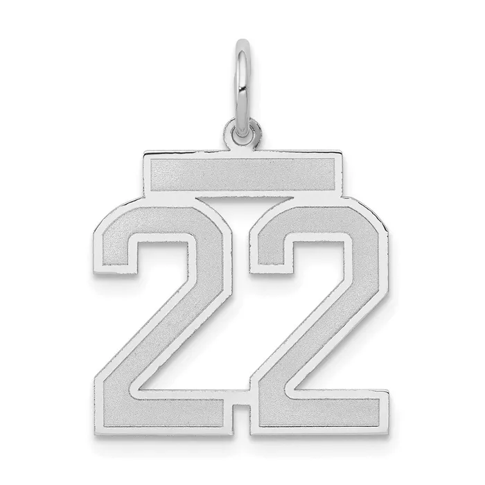 Goldia Charm Necklaces 14k White Goldw Medium Satin Number 22 Charm