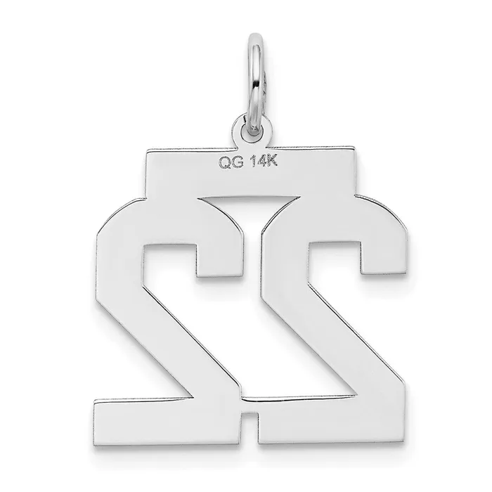 Goldia Charm Necklaces 14k White Goldw Medium Satin Number 22 Charm