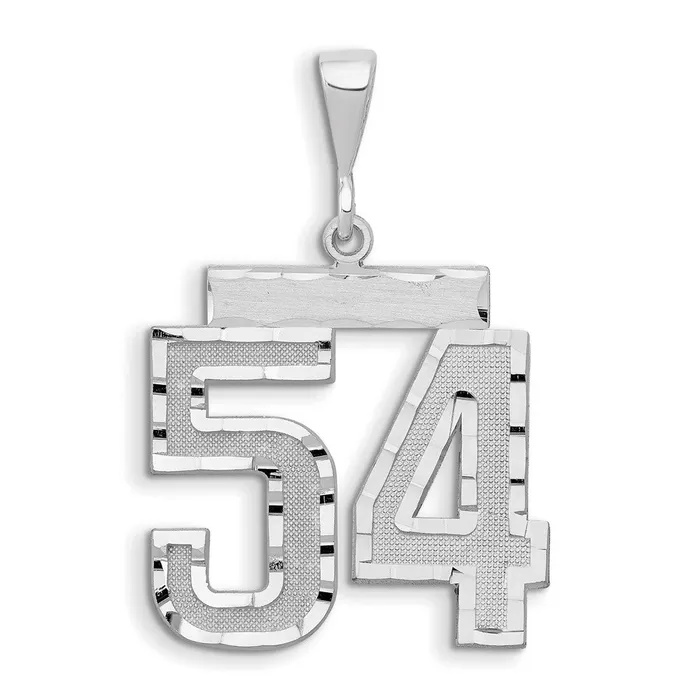 Goldia Charm Necklaces 14k White Goldw Small Brushed Diamondcut Number 54 Charm