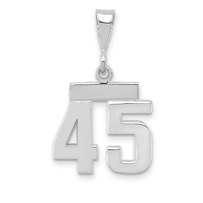 Goldia Charm Necklaces 14k White Goldw Small Polished Number 45 Charm