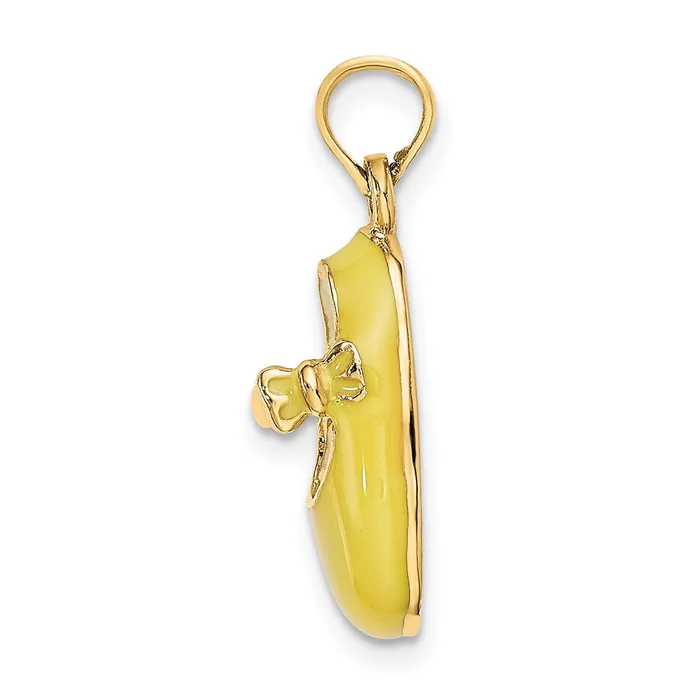 Goldia Charm Necklaces 14k Yellow Gold 3D w Yellow Enamel Baby Shoe Charm