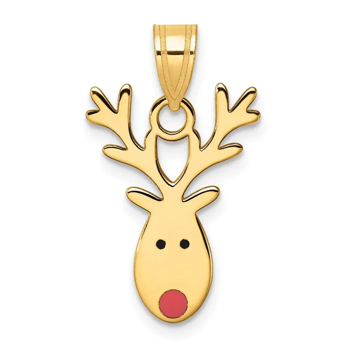Goldia Charm Necklaces 14k Yellow Gold Enameled Reindeer Charm