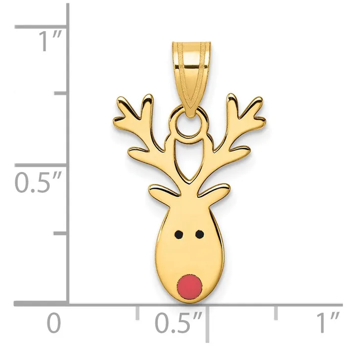 Goldia Charm Necklaces 14k Yellow Gold Enameled Reindeer Charm