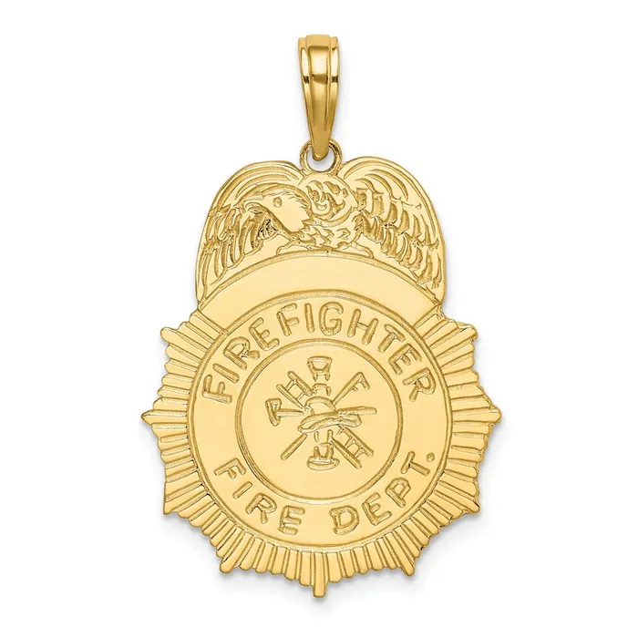 Goldia Charm Necklaces 14k Yellow Gold FIREFIGHTER FIRE DEPT Badge Charm