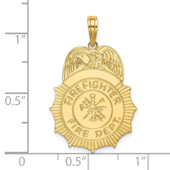 Goldia Charm Necklaces 14k Yellow Gold FIREFIGHTER FIRE DEPT Badge Charm