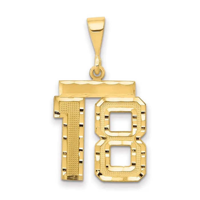 Goldia Charm Necklaces 14k Yellow Gold Medium Diamondcut Number 18 Charm