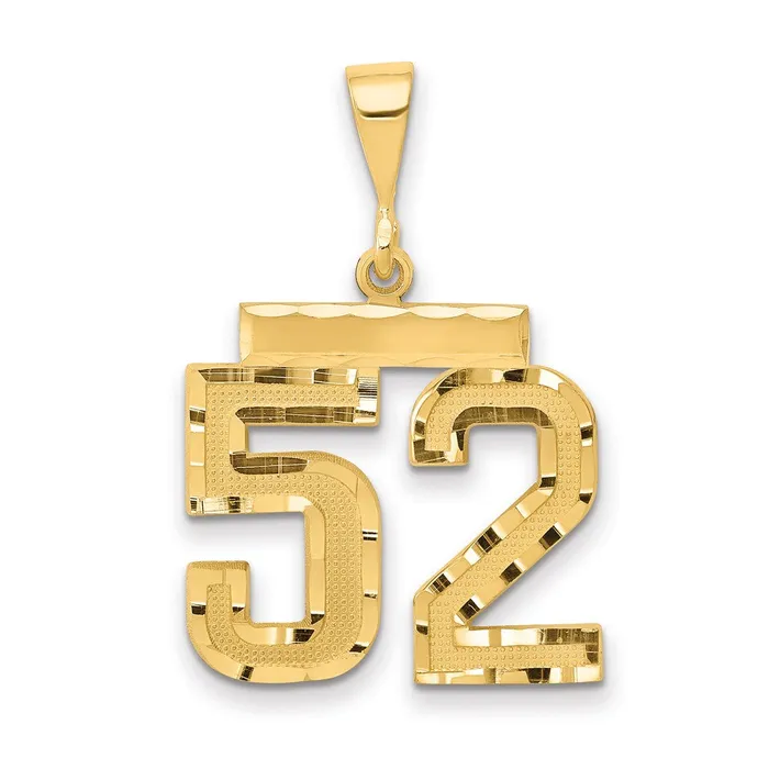 Goldia Charm Necklaces 14k Yellow Gold Medium Diamondcut Number 52 Charm