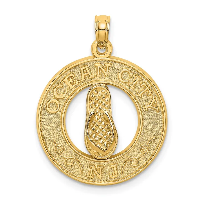 Goldia Charm Necklaces 14k Yellow Gold OCEAN CITY NJ w Flip Flops Charm