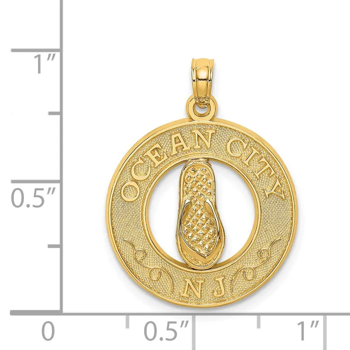 Goldia Charm Necklaces 14k Yellow Gold OCEAN CITY NJ w Flip Flops Charm
