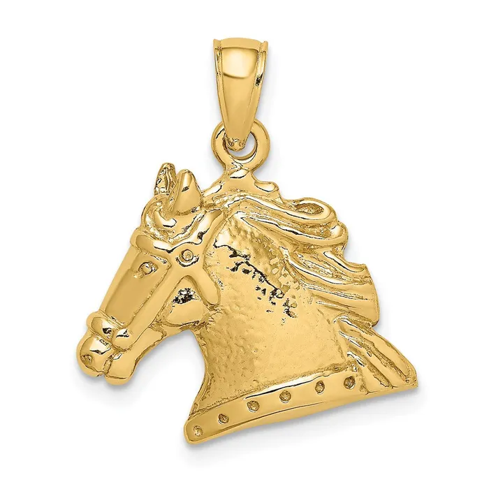 Goldia Charm Necklaces 14k Yellow Gold Textured Horse Head Charm