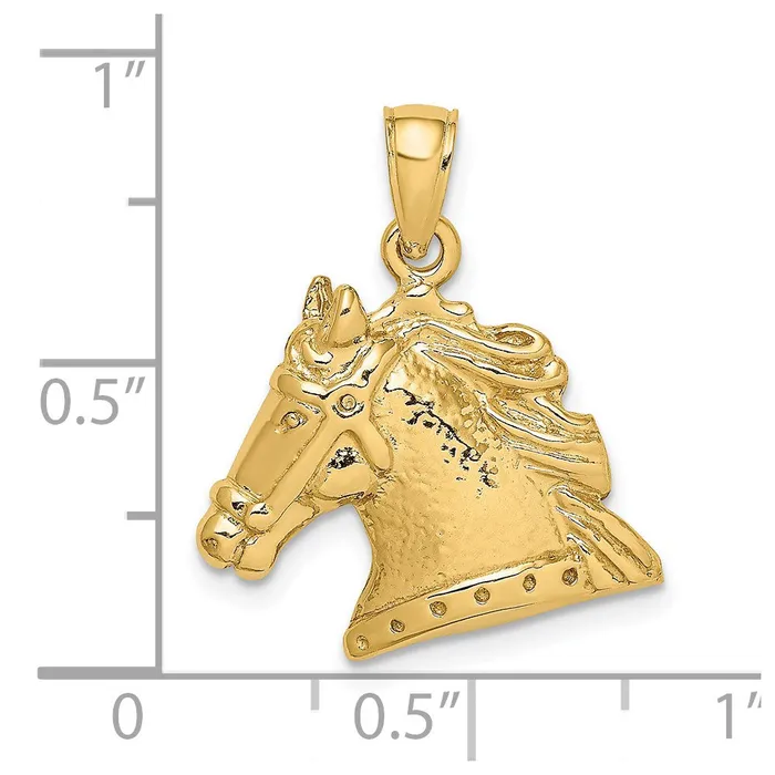 Goldia Charm Necklaces 14k Yellow Gold Textured Horse Head Charm