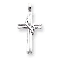 Goldiacom 14k White Gold VS Diamond cross pendant Necklaces