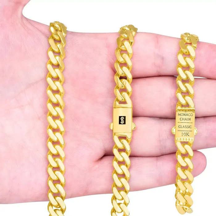 Goldiacom Bracelets 14K Yellow Gold Miami Cuban 6mm Royal Monaco Chain Bracelet 7 75 8 85 9