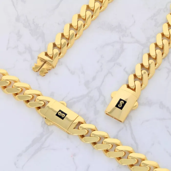 Goldiacom Bracelets 14K Yellow Gold Miami Cuban 6mm Royal Monaco Chain Bracelet 7 75 8 85 9