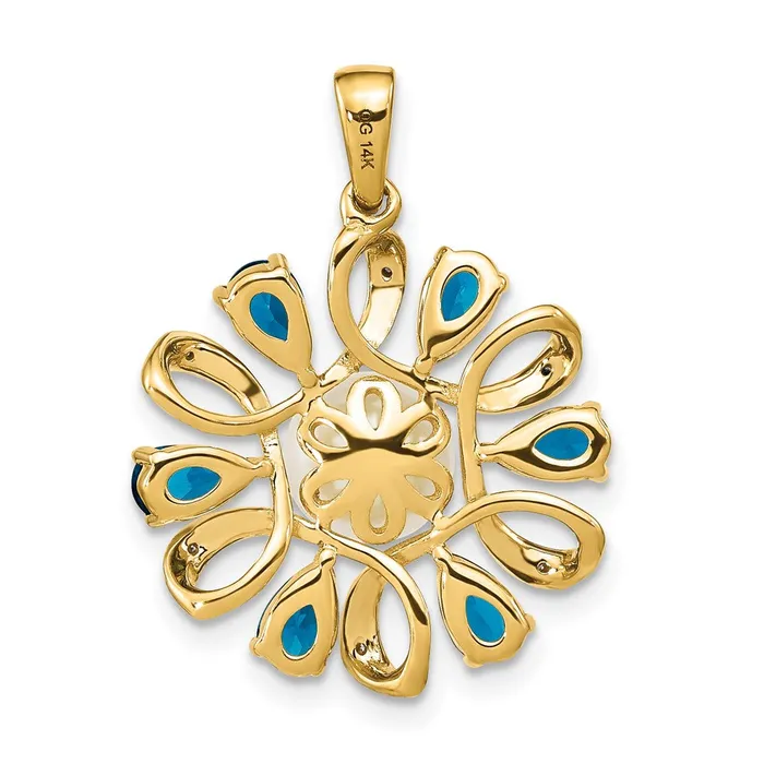 Goldiacom Necklaces 14k Diamond and 6 7mm Button FW Cultured PearlLondon Blue Topaz Pendant