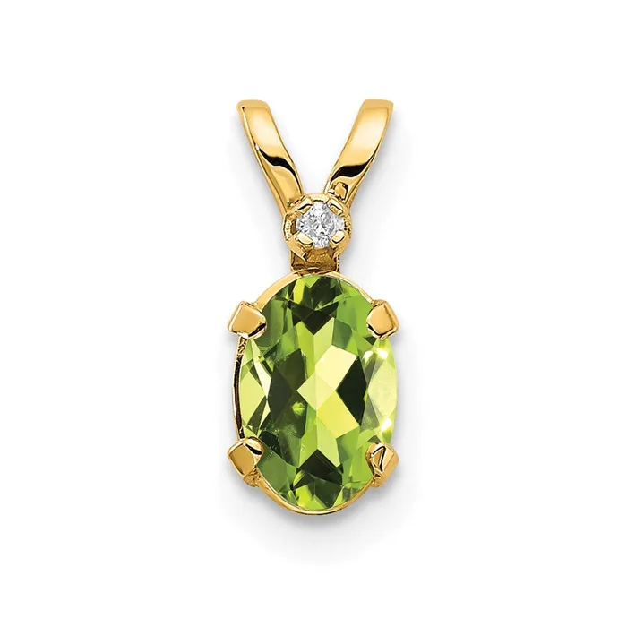 Goldiacom Necklaces 14k Diamond and Peridot Birthstone Pendant