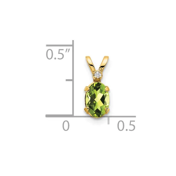 Goldiacom Necklaces 14k Diamond and Peridot Birthstone Pendant