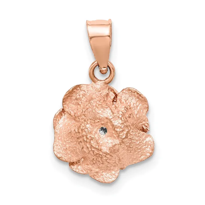 Goldiacom Necklaces 14K Rose Brushed Diamond Rose Pendant