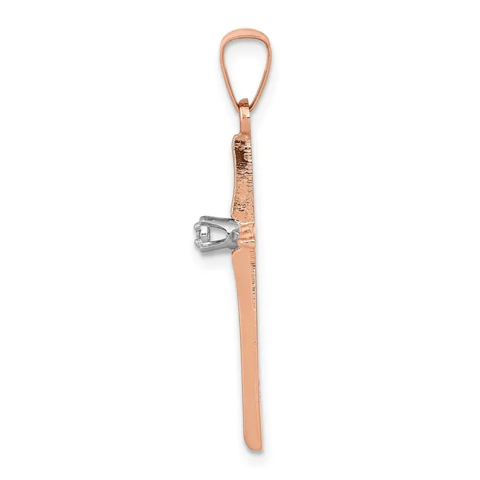 Goldiacom Necklaces 14k Rose Gold Diamond Cross Pendant