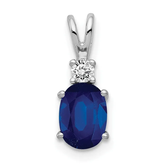 Goldiacom Necklaces 14k White Gold 7x5mm Oval Sapphire AA Diamond pendant Goldiacom Necklaces 14k White Gold 7x5mm Oval Sapphire AA Diamond pendant